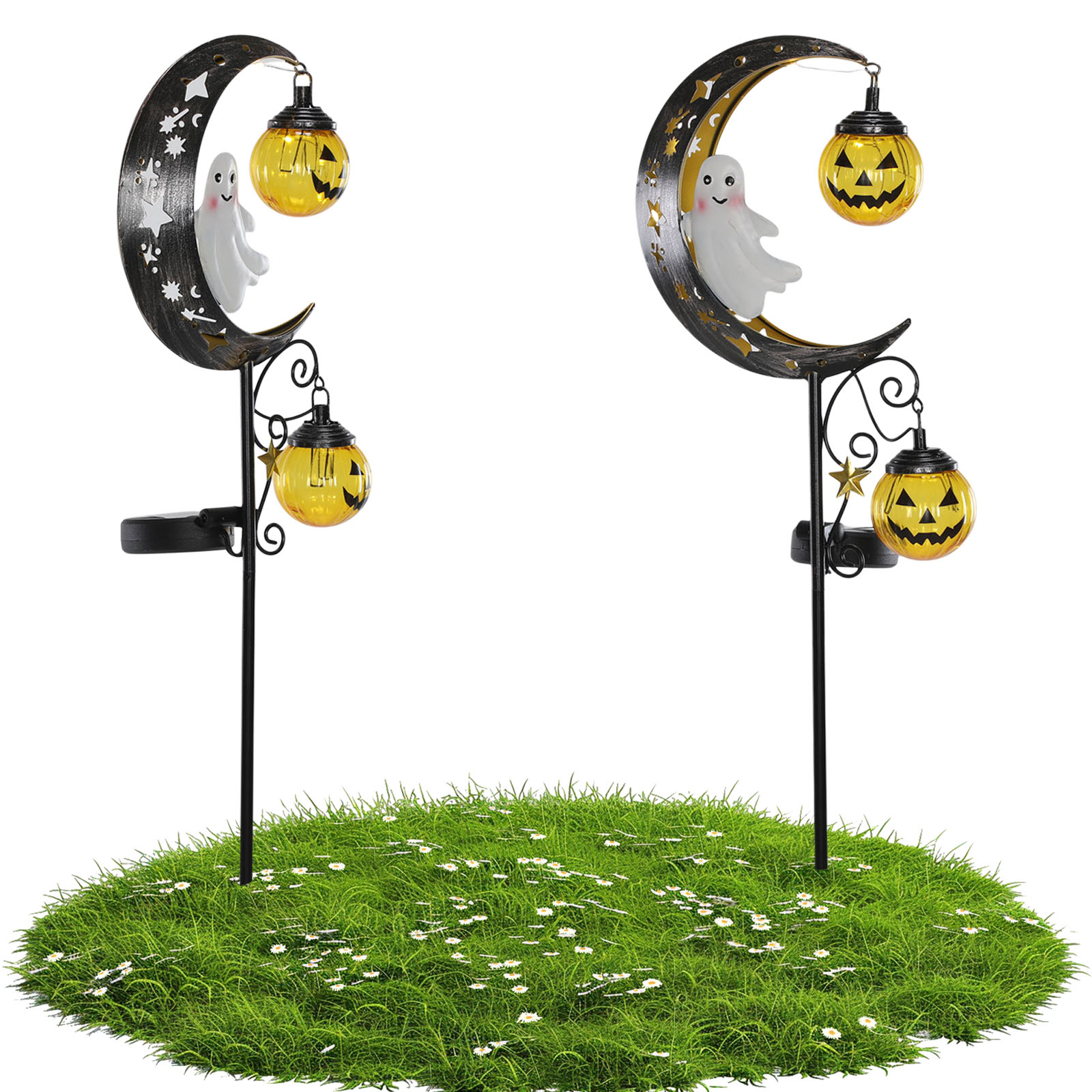 Outdoor Lighting Yard Stakes - Güneş Enerjili Cadılar Bayramı Ay Kafatası