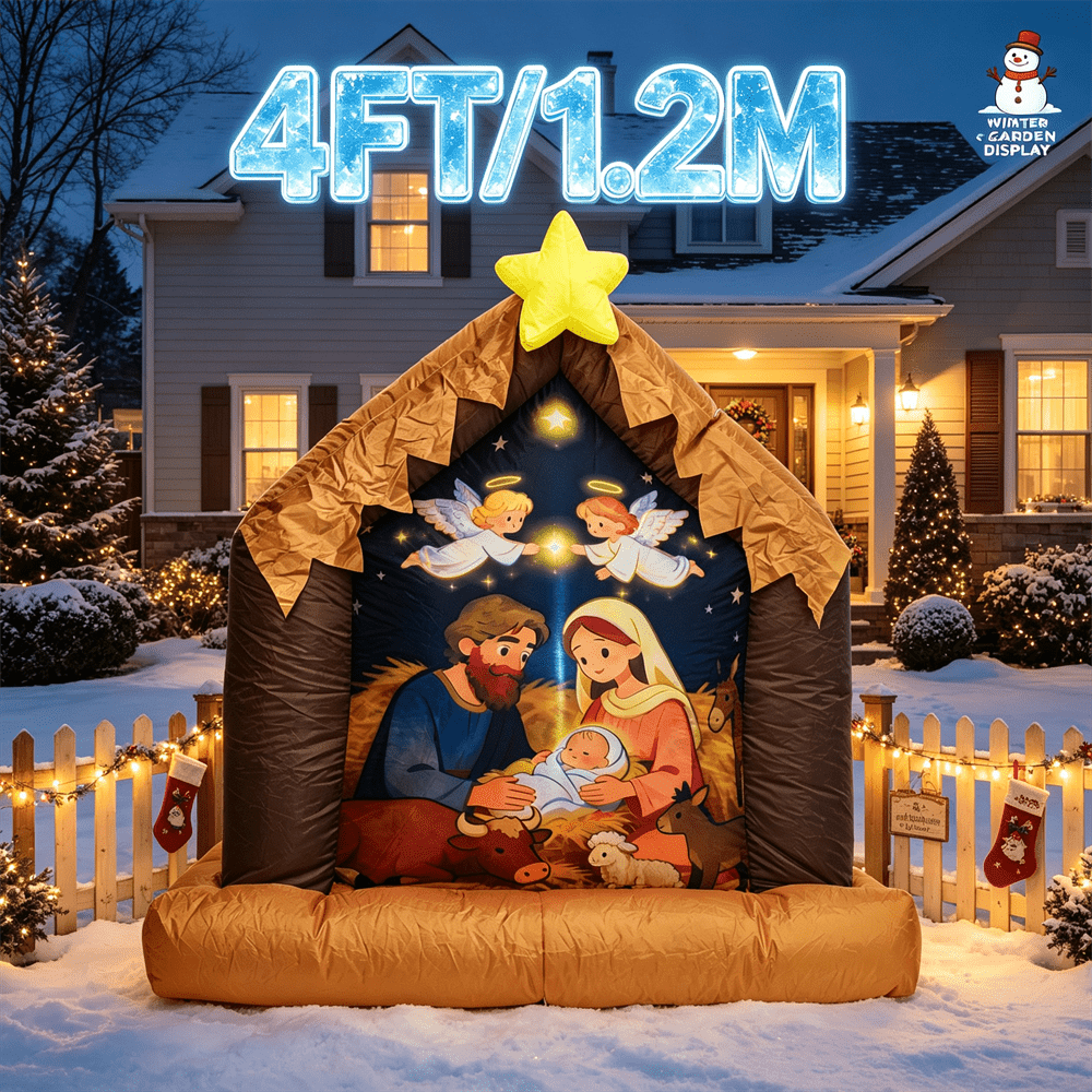Xmas Outdoor Lighting Decorations - 4FT Noel Şişme Oyuncak LED Işıklı
