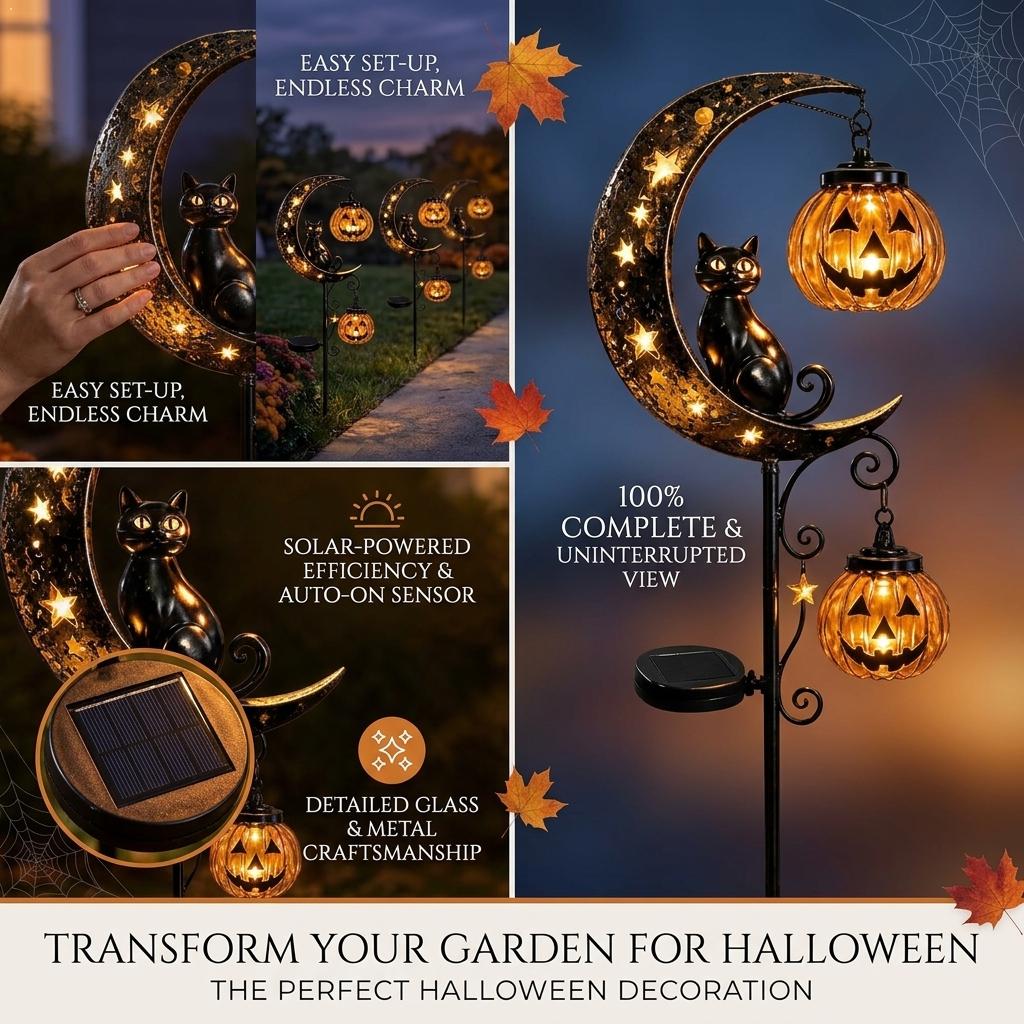 Cadılar Bayramı Siyah Kedi Ay  - Outdoor Lighting Yard Stakes incelemesi ve fiyatı