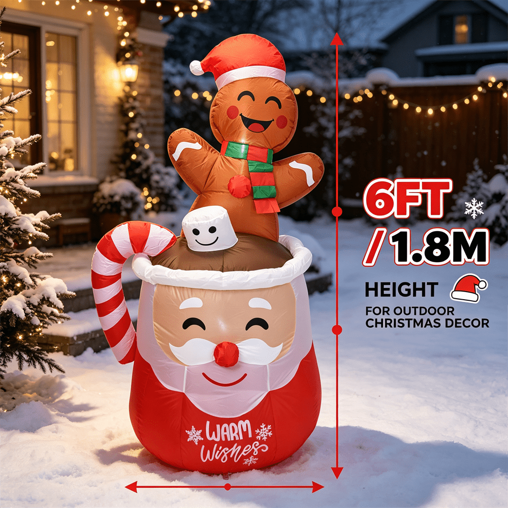6FT Noel Şişme Oyuncak LED Işı - Xmas Outdoor Lighting Decorations incelemesi ve fiyatı