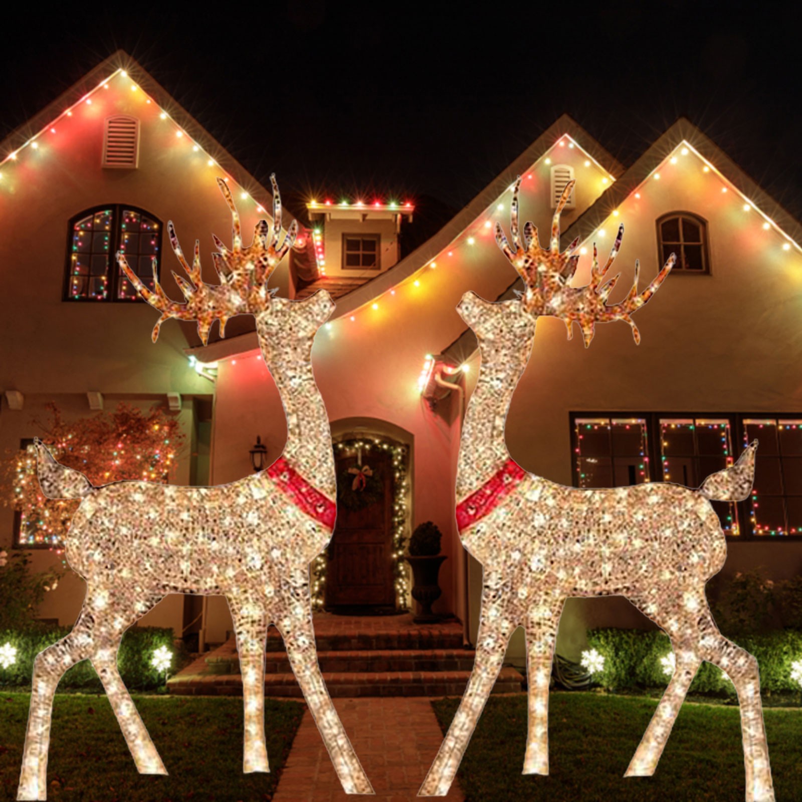Işıklı noel dekorasyon geyik 1 - Outdoor Lighting Yard Stakes incelemesi ve fiyatı