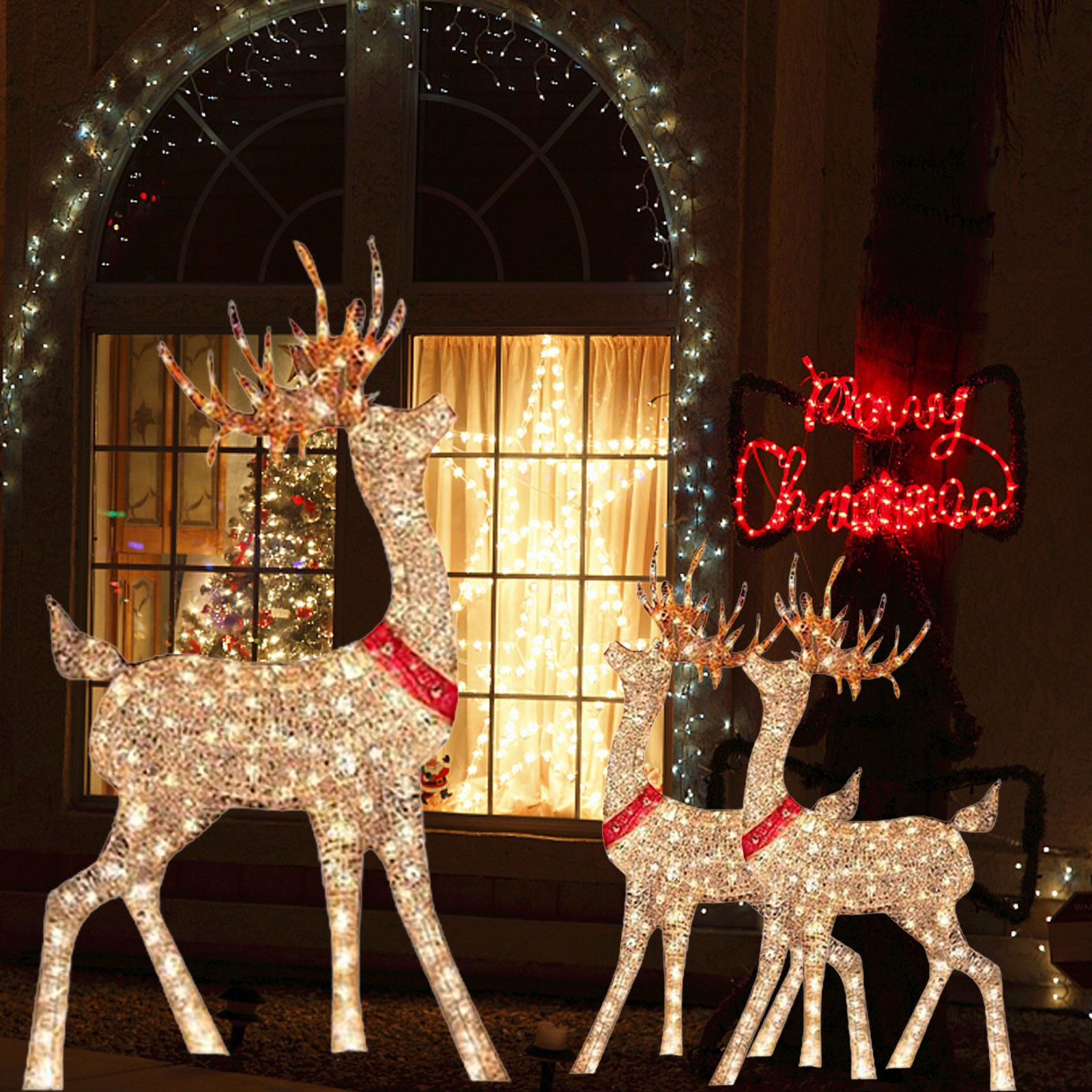 Işıklı noel dekorasyon geyik 1 - Outdoor Lighting Yard Stakes incelemesi ve fiyatı