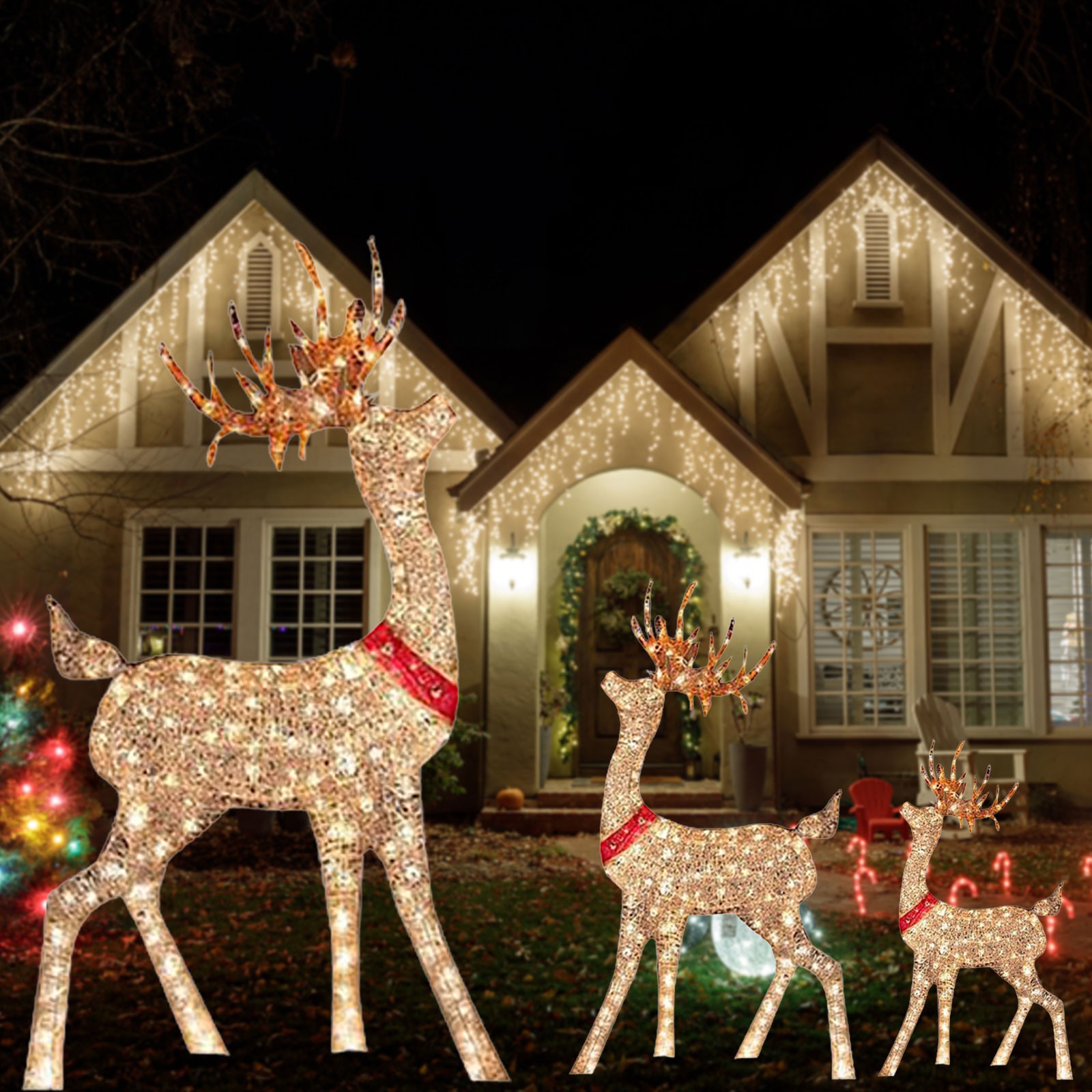 Işıklı noel dekorasyon geyik 1 - Outdoor Lighting Yard Stakes incelemesi ve fiyatı